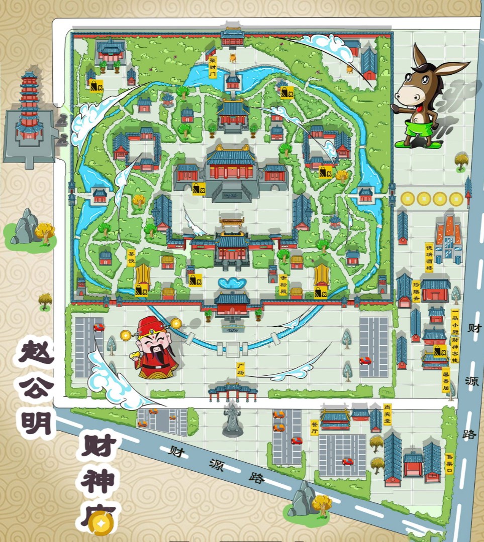 龙凤寺庙类手绘地图
